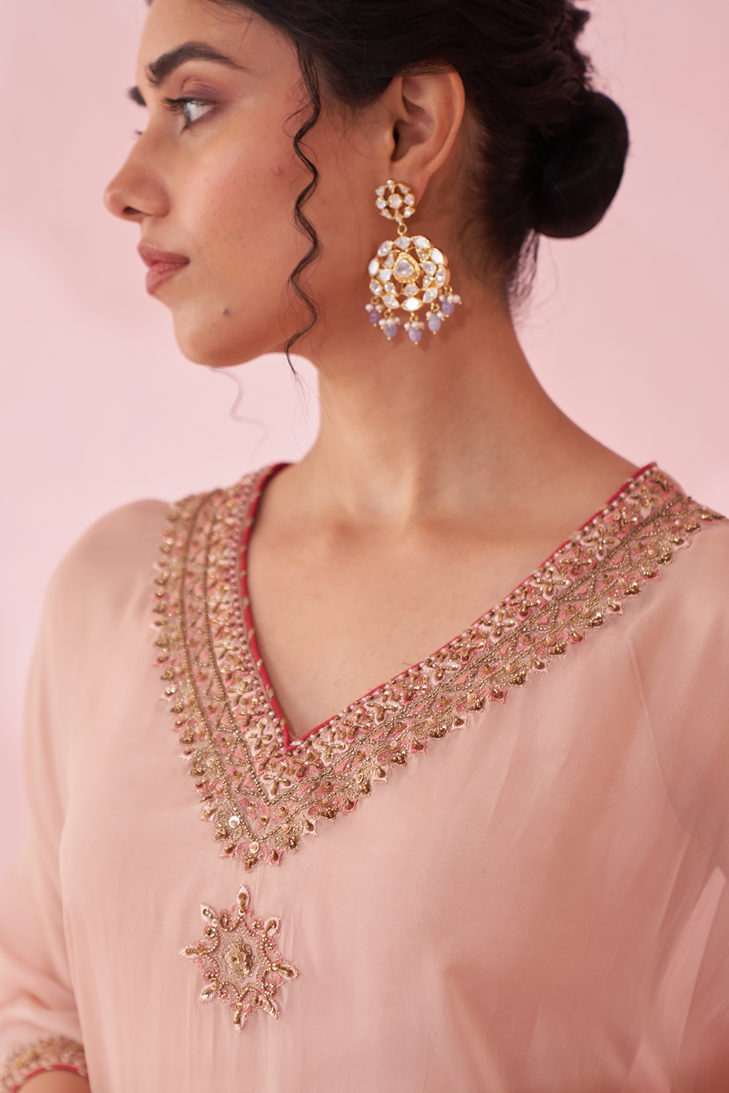 Gulzaar Pink Kaftan Set