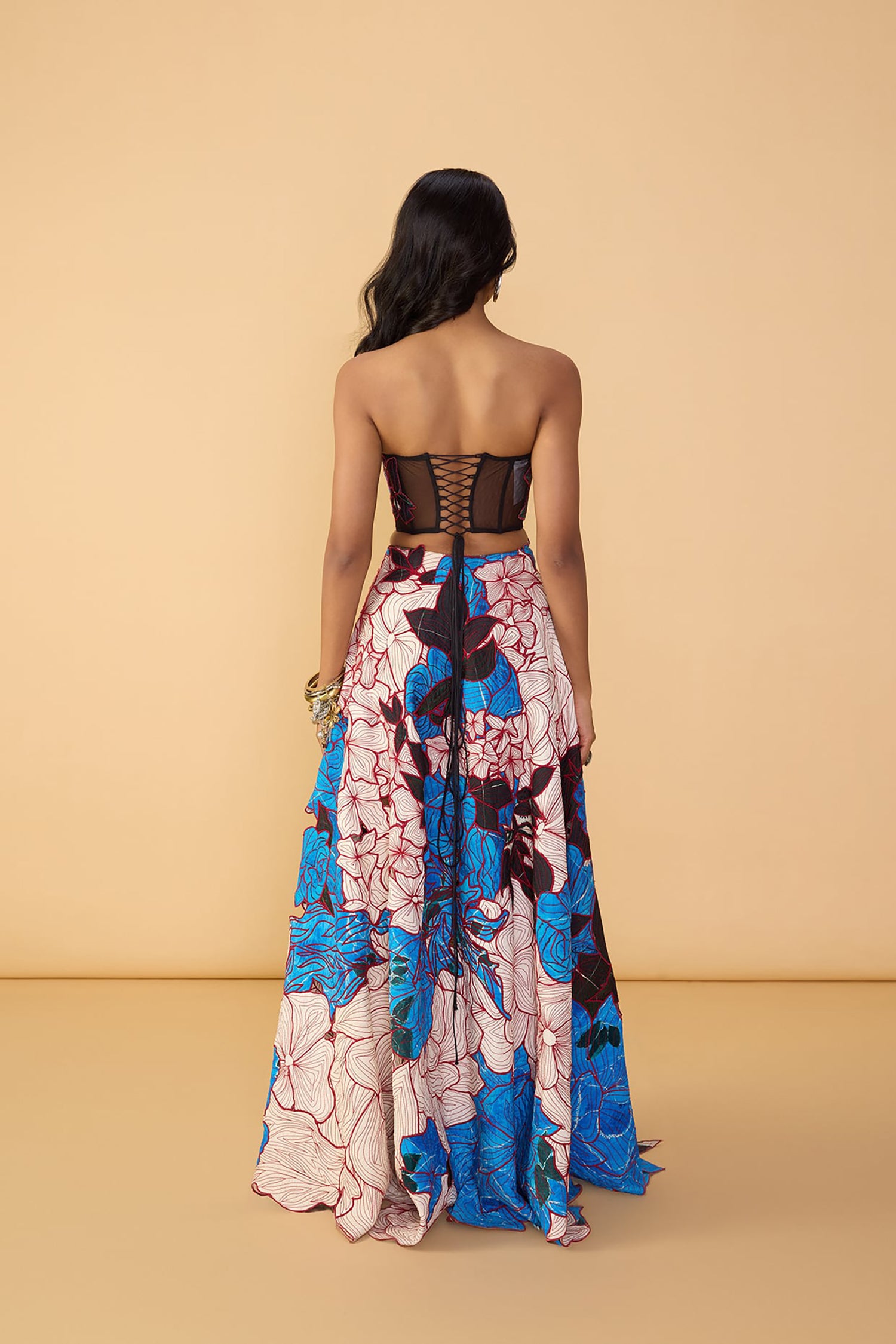 Starla Corset Blouse, Sachi Lehenga Skirt and Scallop Dupatta