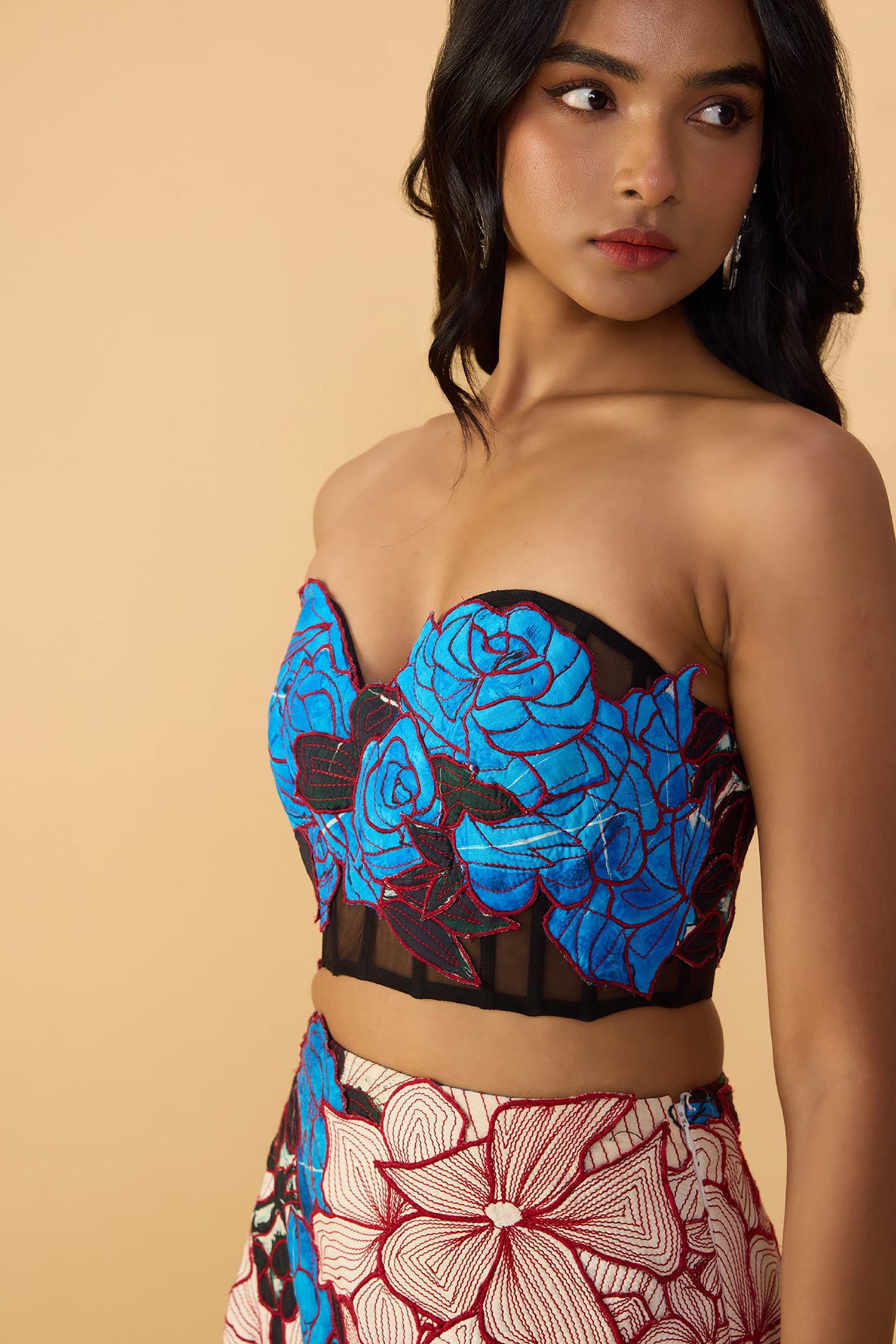 Starla Corset Blouse, Sachi Lehenga Skirt and Scallop Dupatta