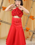 Red Pearl Embellishment Lehenga