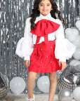 3 Piece with Fur Detailing On Skirt
