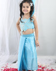 Blue Pearl Embroidered Sea Shell Top with Dhoti