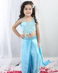 Blue Pearl Embroidered Sea Shell Top with Dhoti