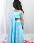 Blue Pearl Embroidered Sea Shell Top with Dhoti