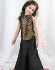 Black Silk Top with Plazzo Pants