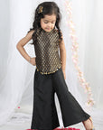 Black Silk Top with Plazzo Pants