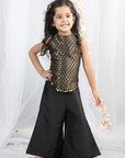 Black Silk Top with Plazzo Pants