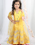 Yellow Embroidered Top with Plazzo & Dupatta