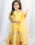 Yellow Embroidered Top with Plazzo & Dupatta