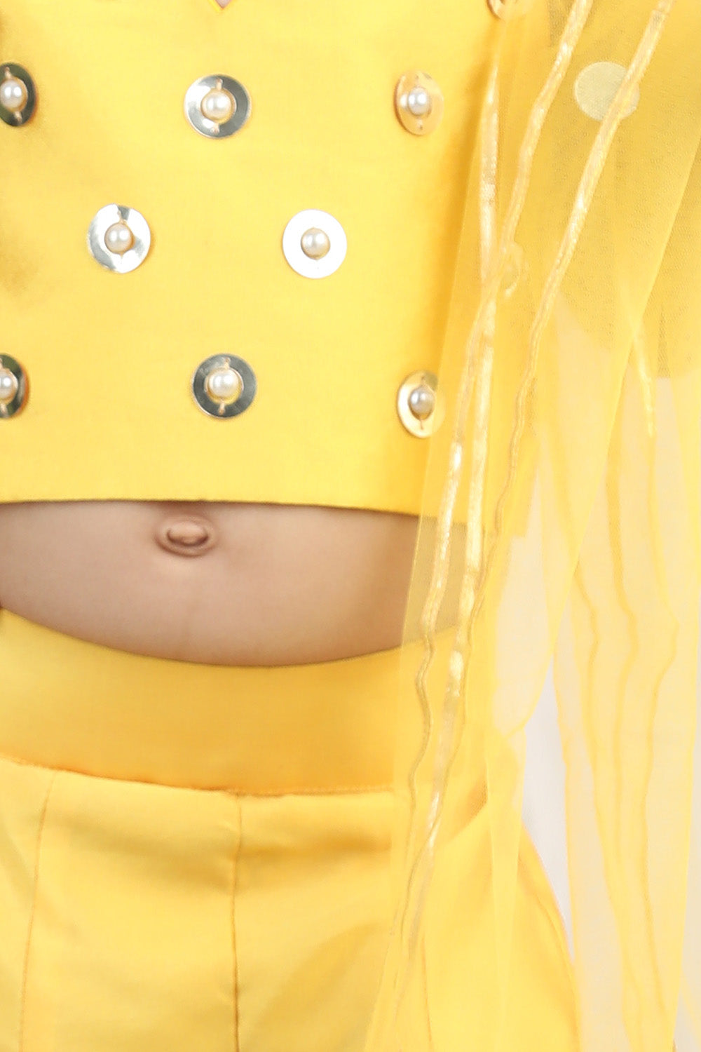 Yellow Embroidered Top with Plazzo &amp; Dupatta