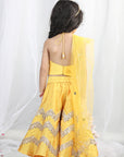 Yellow Embroidered Top with Plazzo & Dupatta