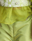 Organza Top with Embroided Pants and Belt Embellished with Stone and Perls