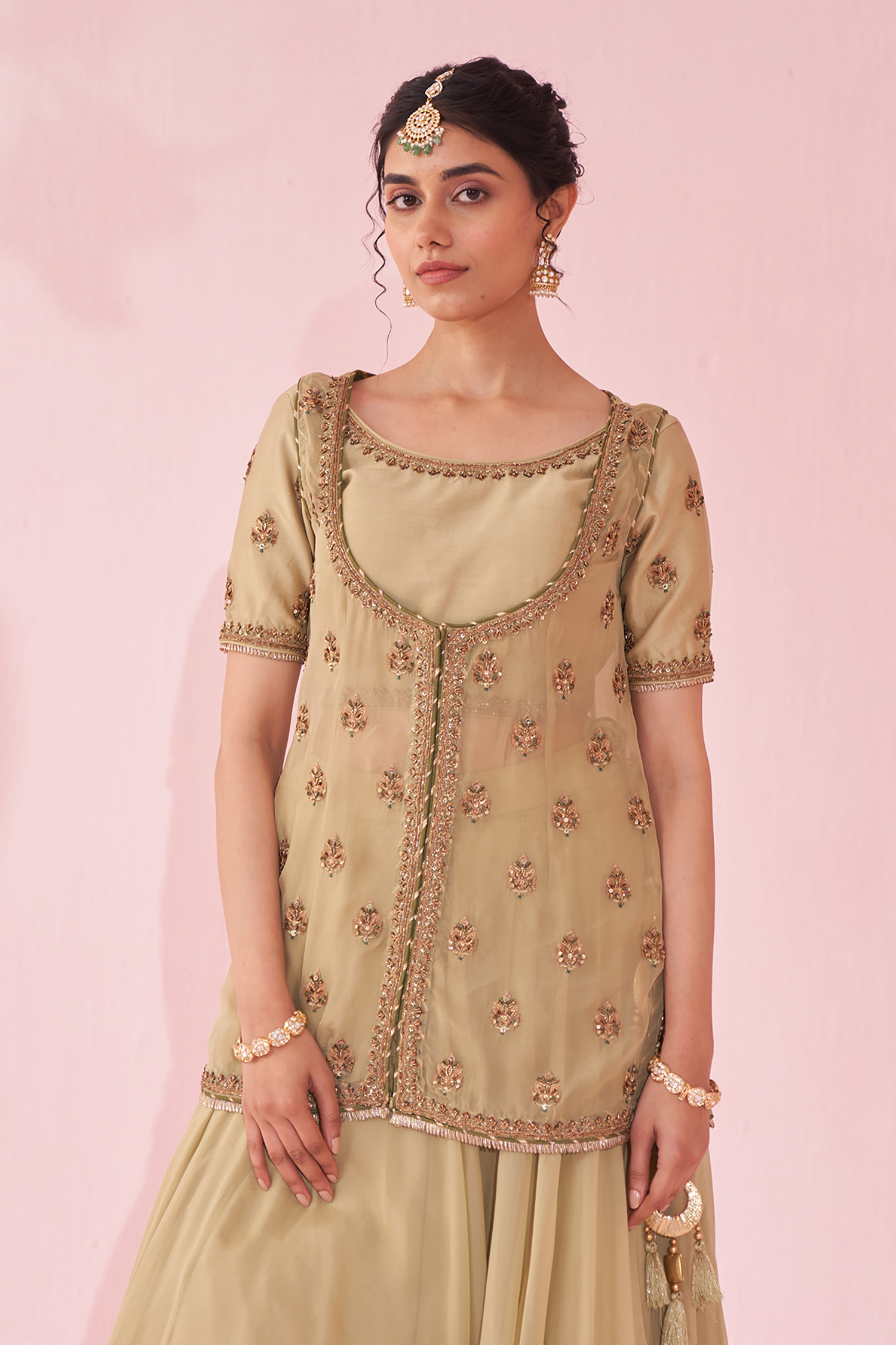 Gulmohar Green Lehenga Set
