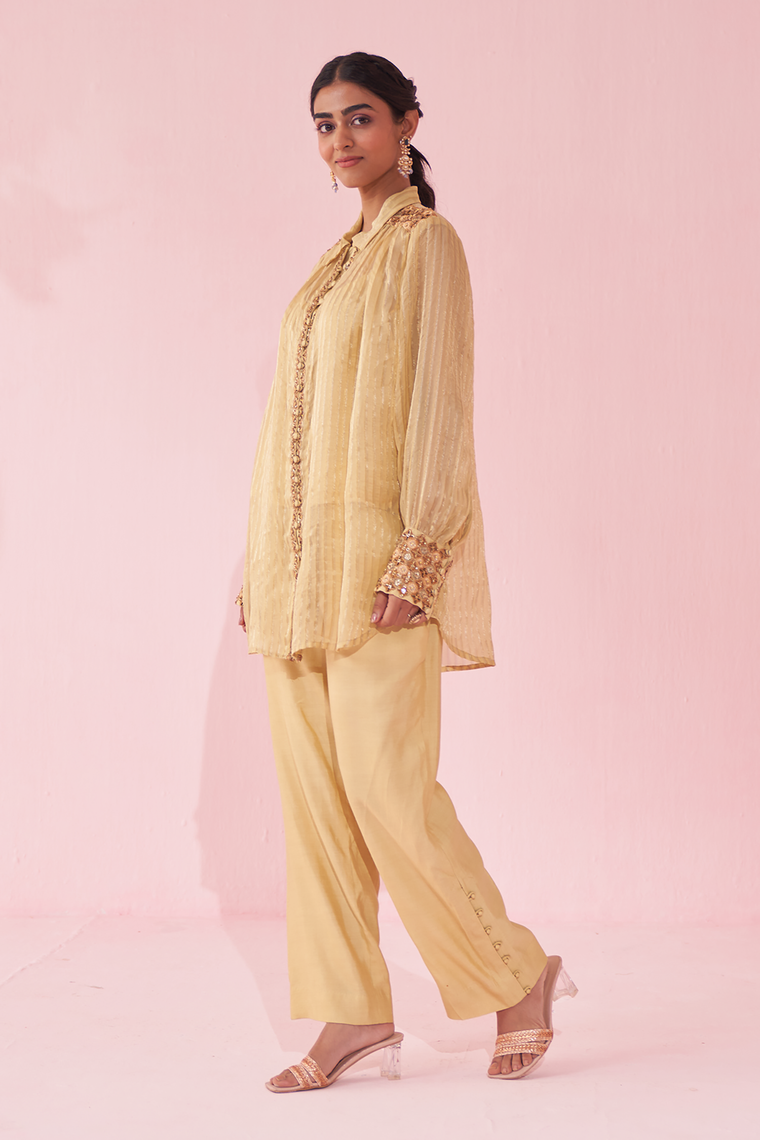 Gina Yellow Shirt Pant Set