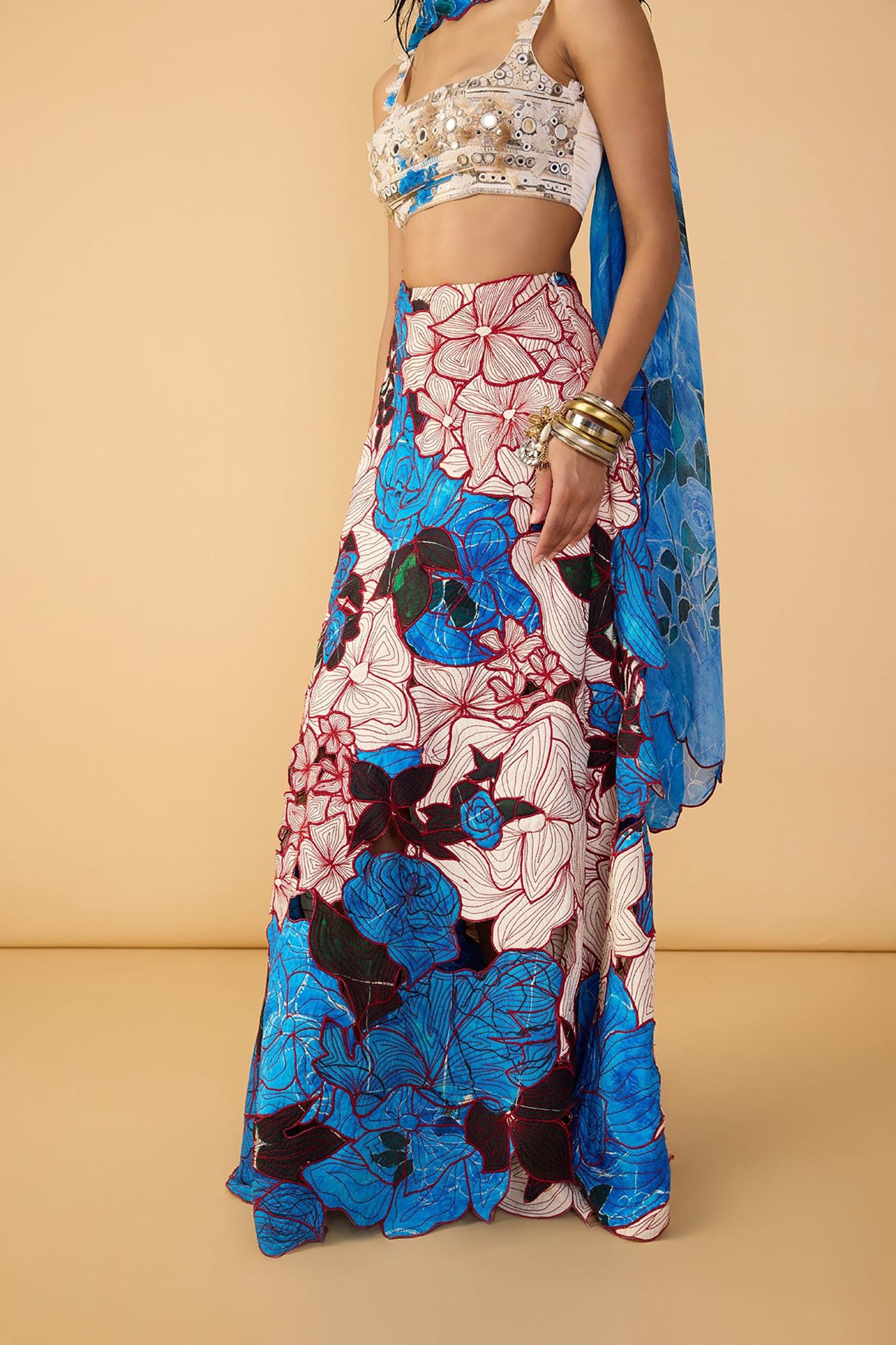 Malaika Bustier, Sachi Lehenga Skirt and Scallop Dupatta