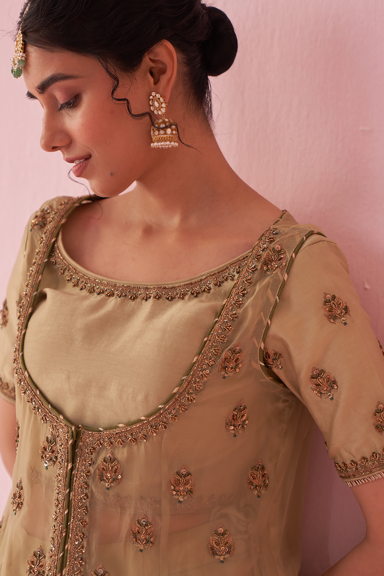 Gulmohar Green Lehenga Set