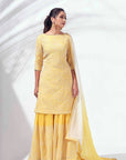 Intricately Sequined Ombre Anarkali Set in Green Georgette