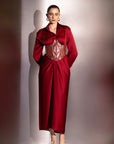 Maroon Elegant Satin Co-Ord Set