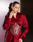 Maroon Elegant Satin Co-Ord Set