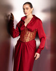 Maroon Elegant Satin Co-Ord Set