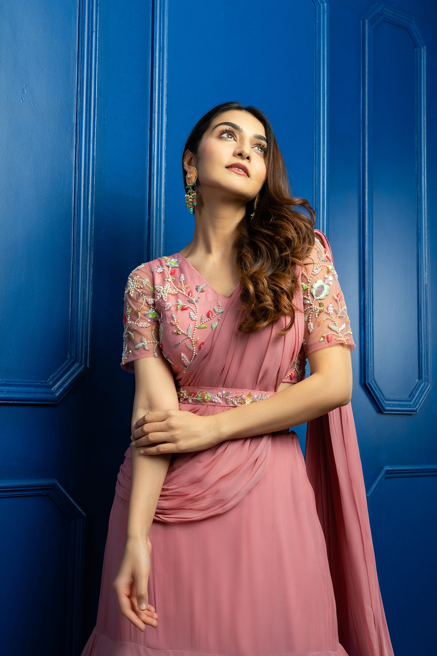 Coral Lehenga Saree