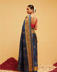 Traditional Blue Patola Silk Saree with Ikat Motifs
