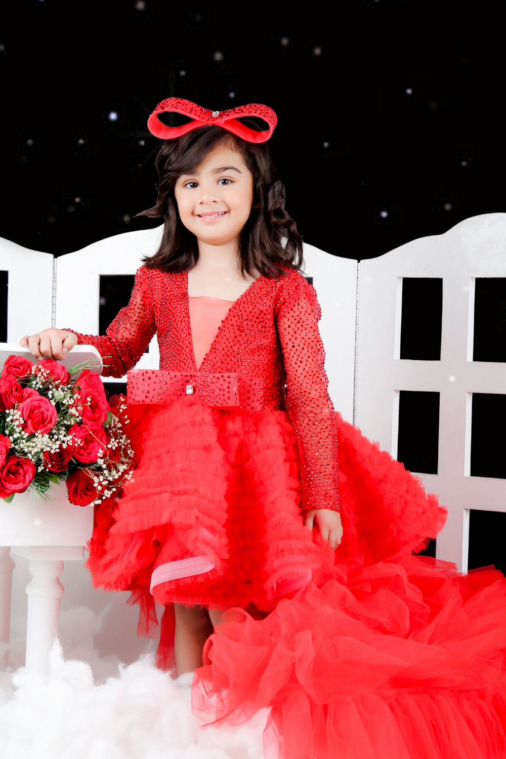 Swarovski Handwork Dress with Detachable Tail