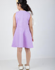 A Line Dress with Big Flower and Stone Detailng In The Center
