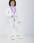 Boys Coat Pant Shirt & Bow Set with Stylish Lapel