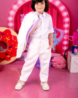 Boys Coat Pant Shirt & Bow Set with Stylish Lapel
