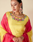 Intricately Sequin Embroidered Ombre Georgette Anarkali Dress in Yellow