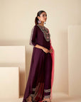 Intricately Sequin Embroidered Green Anarkali with Ombre Pleated Flare - Pink