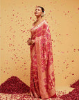 Traditional Pink Georgette Bandhani Banarasee Saree