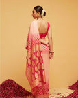 Traditional Pink Georgette Bandhani Banarasee Saree
