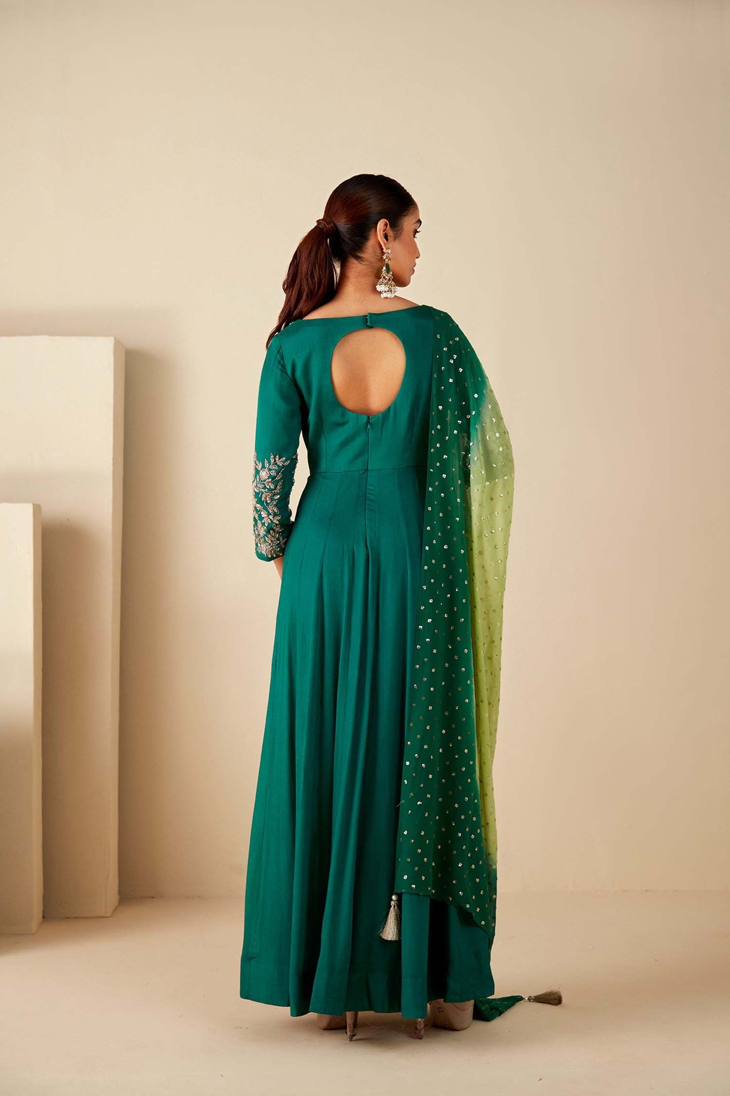 Elegantly Zardosi Embroidered Yoke With Minimalistic