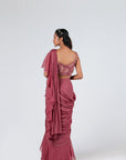 Sea Green Drape Dress with Hand-Embroidered Jacket
