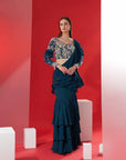 Ombre Saree with Sequin Embroidered Border and Sleeveless Blouse - Georgette