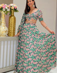 Green Pink Floral Lehenga (Set Of 3)