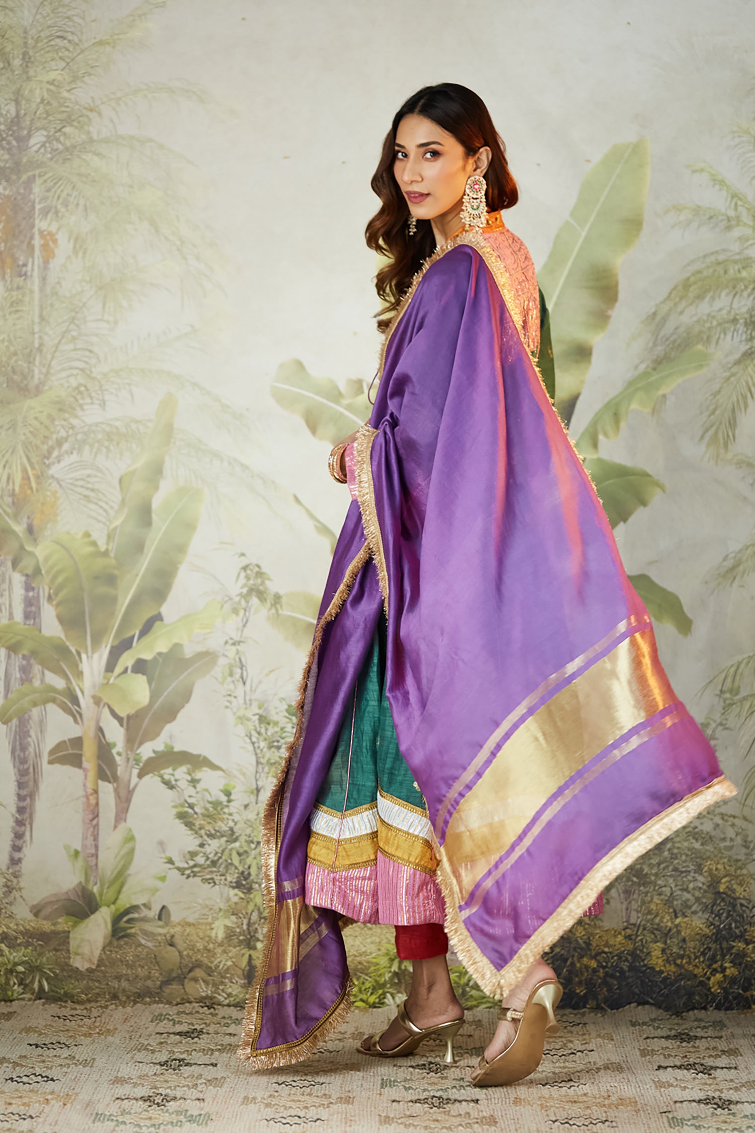 Embroidred Kurta With Overley Jacket - Emrald Green