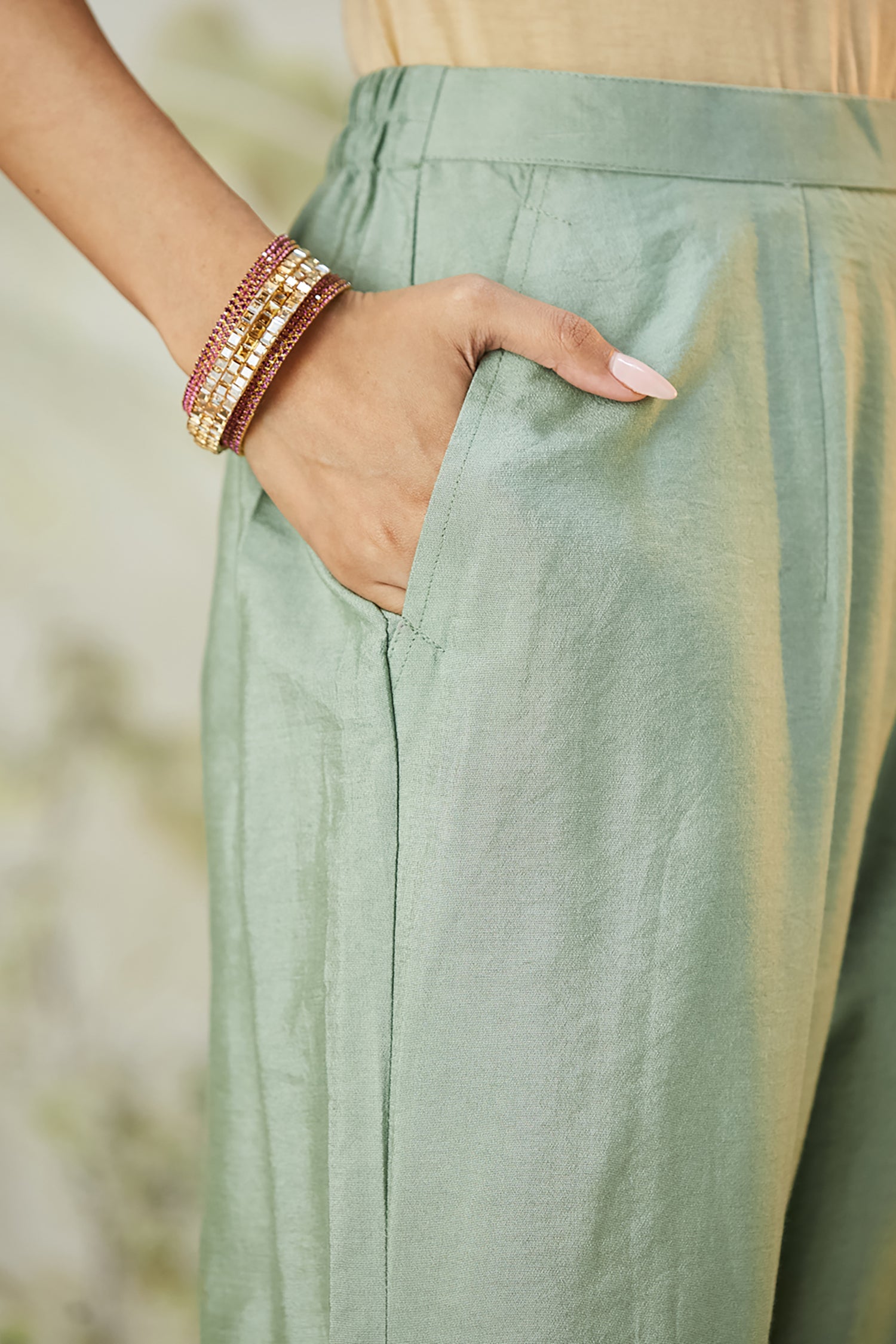 Lachka Gota &amp; Patch Work Kurta Set - Green