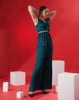 Mint Green Ruffle Drape Skirt Set - Satin