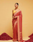 Traditional Red Georgette Banasree Bandhani Saree
