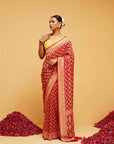 Traditional Red Georgette Banasree Bandhani Saree