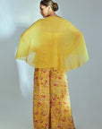 Crop Top and Flared Pants Fusion Set with Sequin Embroidery - Organza