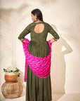 Intricately Sequin Embroidered Georgette Green Ombre Anarkali Set
