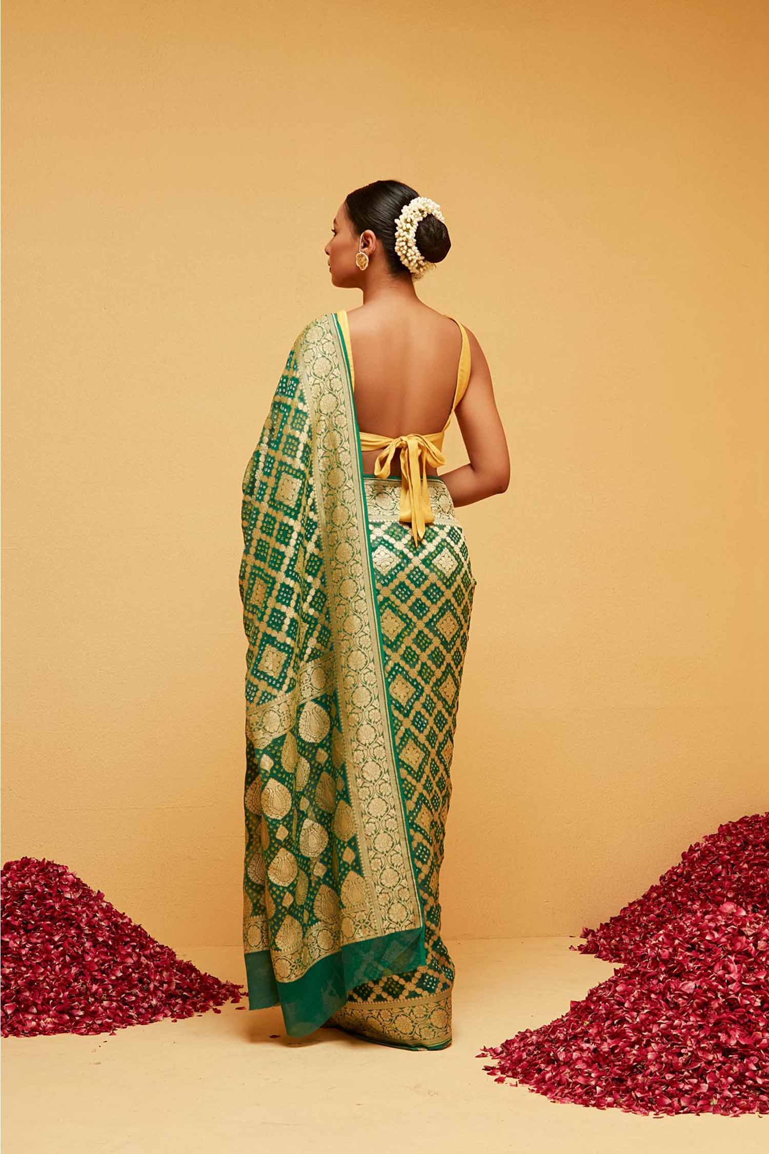 Green Georgette Banarasi Bandhani Saree