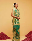 Green Georgette Banarasi Bandhani Saree