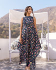 Crop Top and Flared Pants Fusion Set with Sequin Embroidery - Crepe