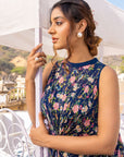 Crop Top and Flared Pants Fusion Set with Sequin Embroidery - Crepe
