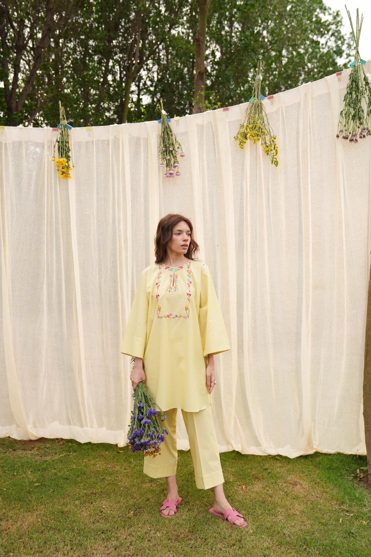 Khushboo &amp; Pankaj Butter Yellow Embroidered Kurta Set